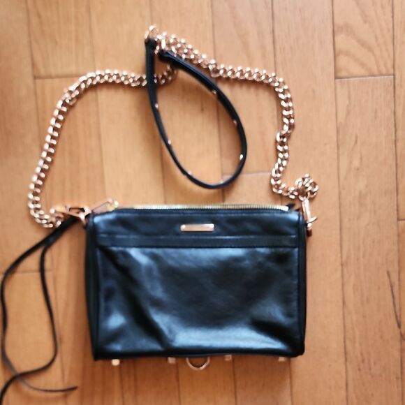 Rebecca Minkoff Black Crossbody Bag with Gold Chain - Picture 3 of 4